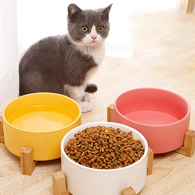 Raised Elevated Dog Bowl Stand Ceramic Pet Bowl Cat Pets Ceramic Dog Bowl