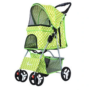 4 Wheels Pet Dog Jogger Stroller One-Click Folding Travel Pet Carrier Trolley Stroller For Dogs