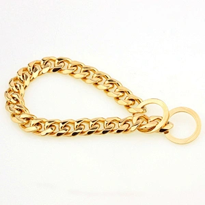 15mm 316L Stainless Steel Gold Dog Collar Luxury Cuban Link Gold Chain Dog Collar