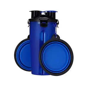Wholesale Travel Pet Water And Food Bottle 2 In 1 Plastic Portable Dog Water Bottle With Bowl