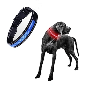 Nylon Mesh Pet Led Collar Adjustable Light Up Reflective Usb Rechargeable Led Dog Collar