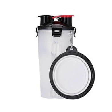 Wholesale Travel Pet Water And Food Bottle 2 In 1 Plastic Portable Dog Water Bottle With Bowl