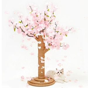Vertical Cat Scratcher Tree Cherry Blossom Cat Scratching Post With Sisal Rope
