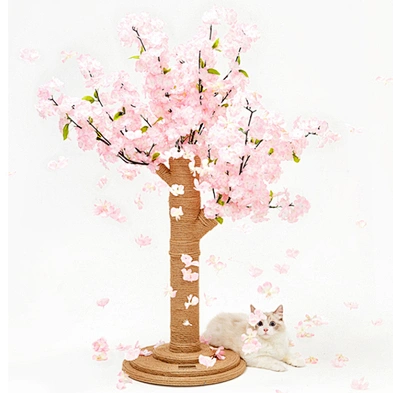 Vertical Cat Scratcher Tree Cherry Blossom Cat Scratching Post With Sisal Rope