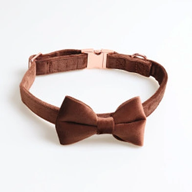 New Cat Pet Collar Adjustable Designer Personalized Velvet Dog Collar And Leash Set With Bow