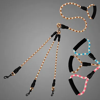 Braided Rope Dog Leash Colored Cute Large Cotton Rope Dog Leash For 3 Dogs