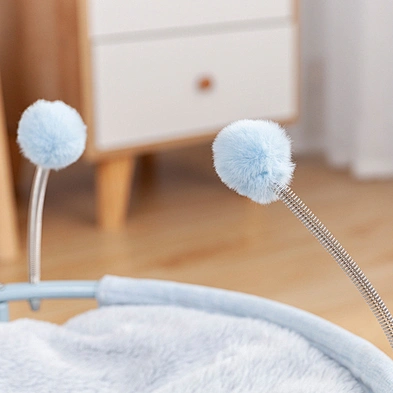 Winter suspended cat bed with plush iron frame cat hammock cat bed with spring hair ball toy