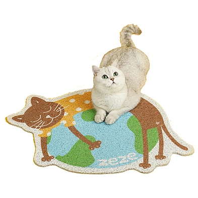 High Quality PVC Cat Litter Mat Waterproof Non-Slip Underside Easy To Clean Pet Mat Cute Cat Litter Mat