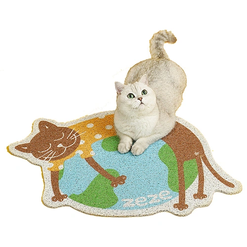 High Quality PVC Cat Litter Mat Waterproof Non-Slip Underside Easy To Clean Pet Mat Cute Cat Litter Mat