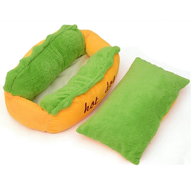 Cute hot dog pet kennel removable and washable pet mat winter dog bed