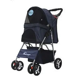 4 Wheels Pet Dog Jogger Stroller One-Click Folding Travel Pet Carrier Trolley Stroller For Dogs