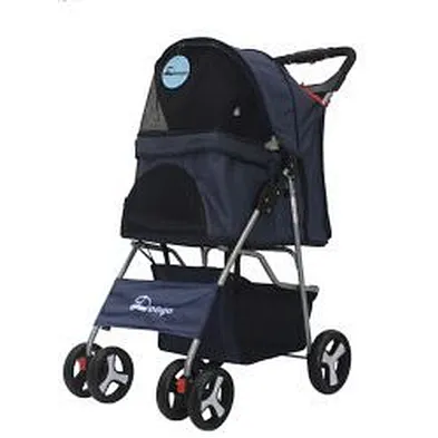 4 Wheels Pet Dog Jogger Stroller One-Click Folding Travel Pet Carrier Trolley Stroller For Dogs