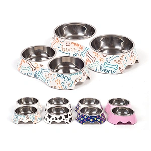Hot sale cat dog pet bowl with stainless Steel double bowls