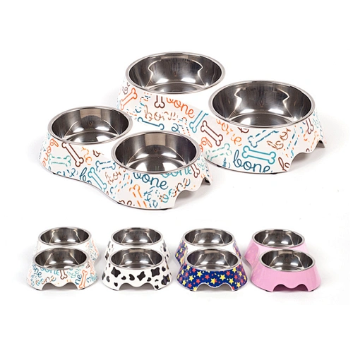 Hot sale cat dog pet bowl with stainless Steel double bowls