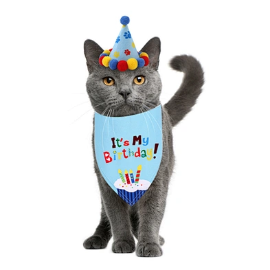 Wholesale Cat Dog Birthday Supplies Dog Birthday Bandana and Hats