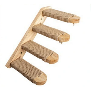 Newest arrival solid wood wall-mounted climbing ladder cat climbing frame with sisal cat toy multi-layer cat stand