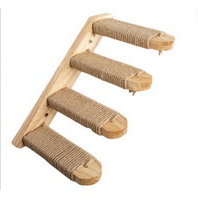 Newest arrival solid wood wall-mounted climbing ladder cat climbing frame with sisal cat toy multi-layer cat stand