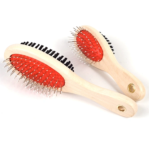 Wholesale dog hair grooming comb for dogs with wooden handle dual-purpose open-knot comb for large dogs