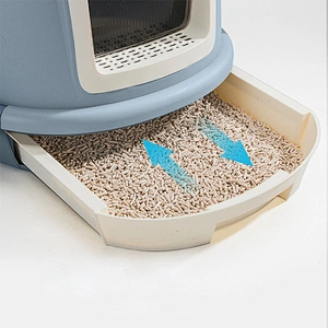 Wholesale luxury cat litter box toilet door with drawer cleaning cat toilet box