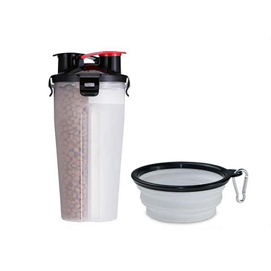 Wholesale Travel Pet Water And Food Bottle 2 In 1 Plastic Portable Dog Water Bottle With Bowl