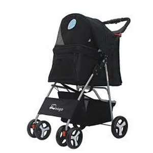 4 Wheels Pet Dog Jogger Stroller One-Click Folding Travel Pet Carrier Trolley Stroller For Dogs