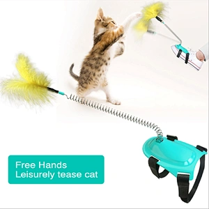 Wholesale Amazon New Cat Toy Feather Teaser Stick Wand Interactive Cat Toy