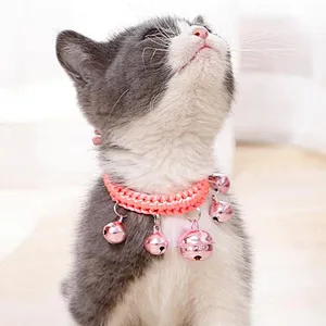 Cheap pet dog necklace safety personalized cat necklace collar with bells