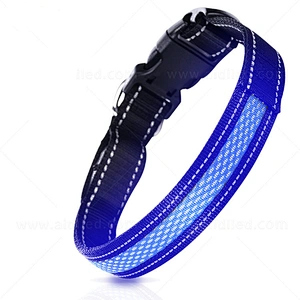 Nylon Mesh Pet Led Collar Adjustable Light Up Reflective Usb Rechargeable Led Dog Collar