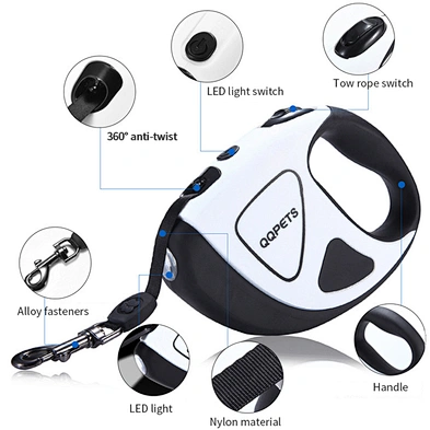 Led Retractable Dog Leash With Light