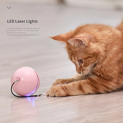 USB charging smart random ball for cat colorful rolling ball with ferthers funny cat ball toy