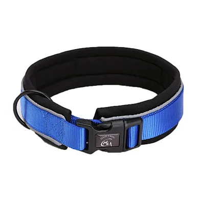 Customized Logo Nylon Pet Collar Waterproof Comfortable Padded Dog Collar With Reflective Strip