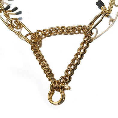Hot Gold Chain Dog Collar Adjustable Stainless Steel Dog Prong Training Collar With Comfortable Rubber Tips