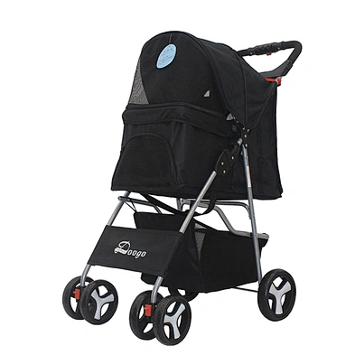 4 Wheels Pet Dog Jogger Stroller One-Click Folding Travel Pet Carrier Trolley Stroller For Dogs