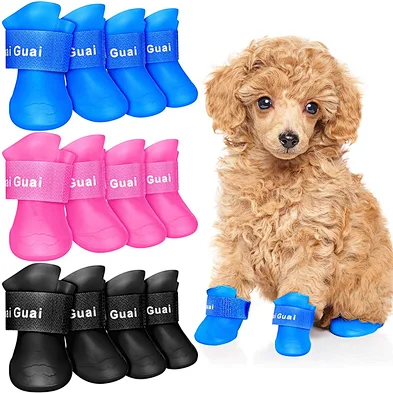 Summer dog rain shoes waterproof silicone dog rain boots pet shoes for dogs