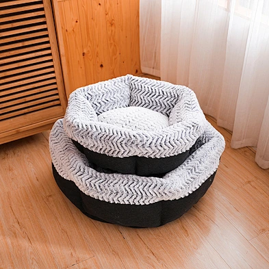Hot sale Cat kennel plush dog round soft deep sleep warm pad pet bed