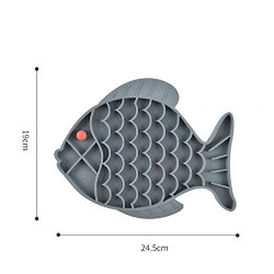 Pet Cat Dog Lick Mat Interactive Fish Shape Silicone Slow Feeder Dog Bowl