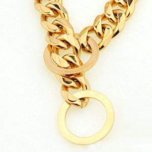 15mm 316L Stainless Steel Gold Dog Collar Luxury Cuban Link Gold Chain Dog Collar