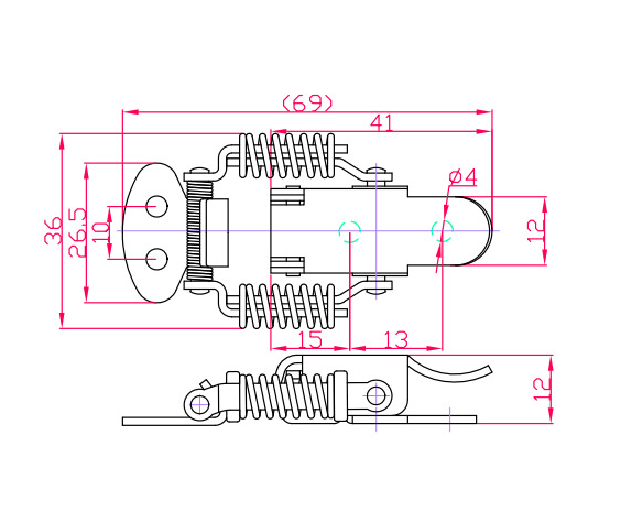 Spring Loaded Latch Iron Nickle-Plated Box Buckle Draw Latch