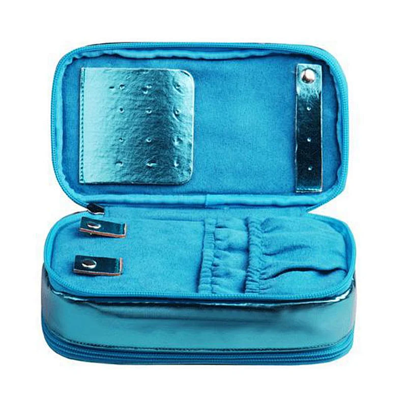 2014 simple style practical two compartment cosmetic bag, PU leather two zipper cosmetic packaging bag