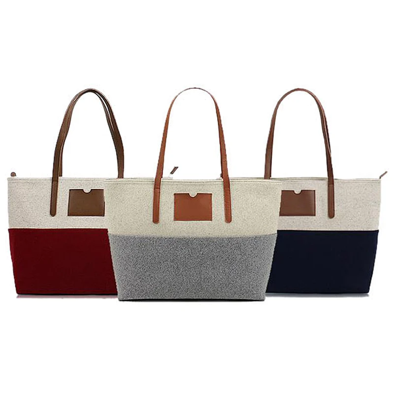 2014 New arrival industrial wool felt non woven shopping tote bag