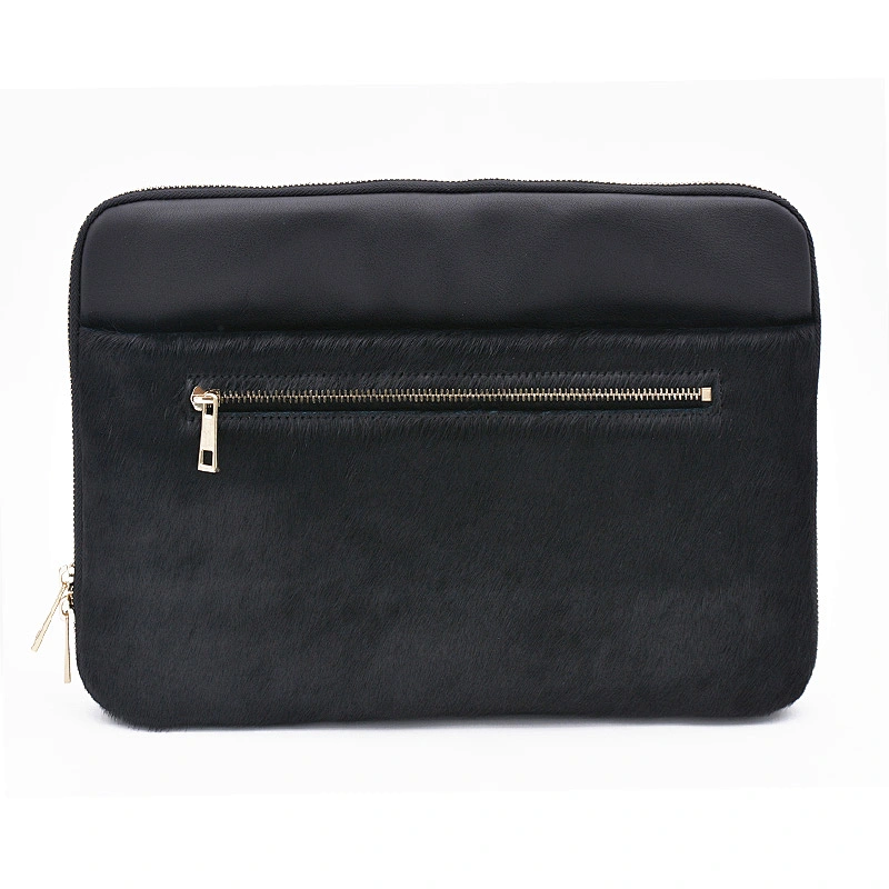 OEM luxury leather clutch bag animal fur pattern ladies handbag