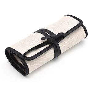 OEM canvas pencil bag with multiple pockets for school kids