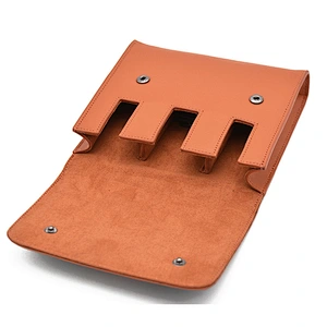 OEM leather high quality 3 pockets watch case with removable inner leather sheet