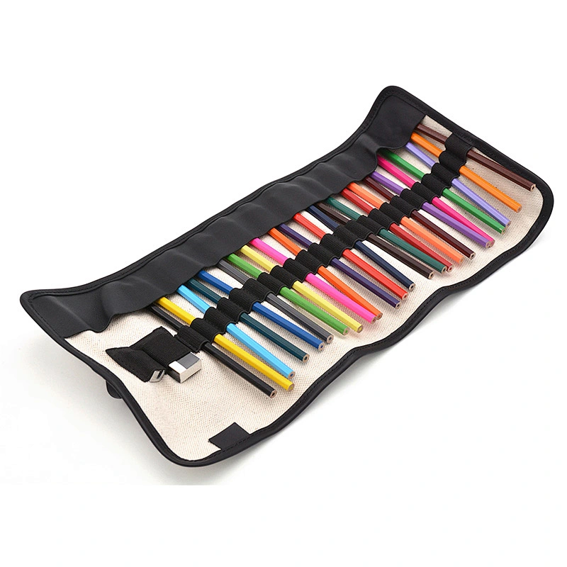 OEM canvas pencil bag with multiple pockets for school kids