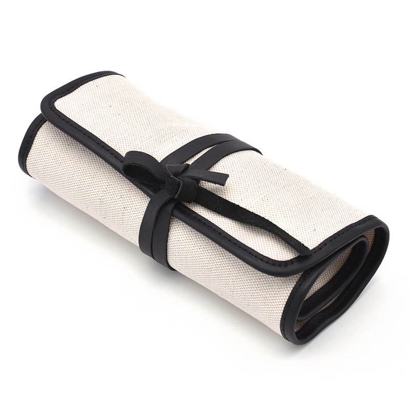 OEM canvas pencil bag with multiple pockets for school kids