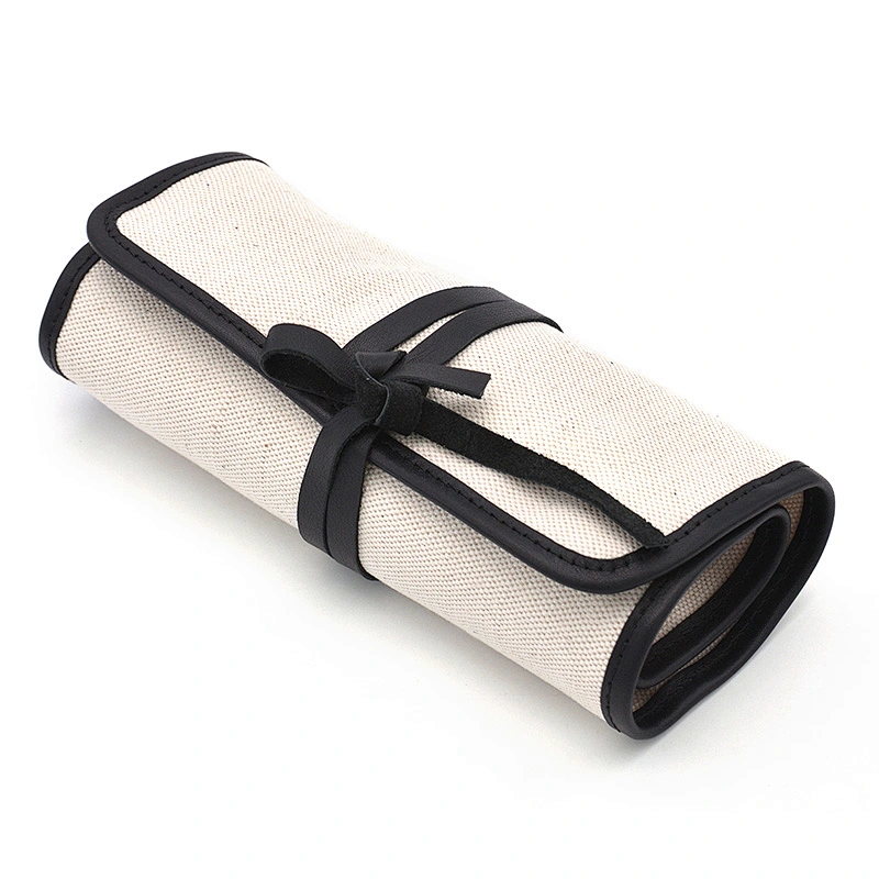 OEM canvas pencil bag with multiple pockets for school kids