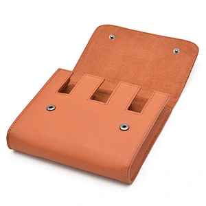 OEM leather high quality 3 pockets watch case with removable inner leather sheet