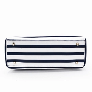 Blue Stripes Portable Mommy Handbag Diaper Handbag Neutral Easy-Carry Baby Bag With Changing Pad