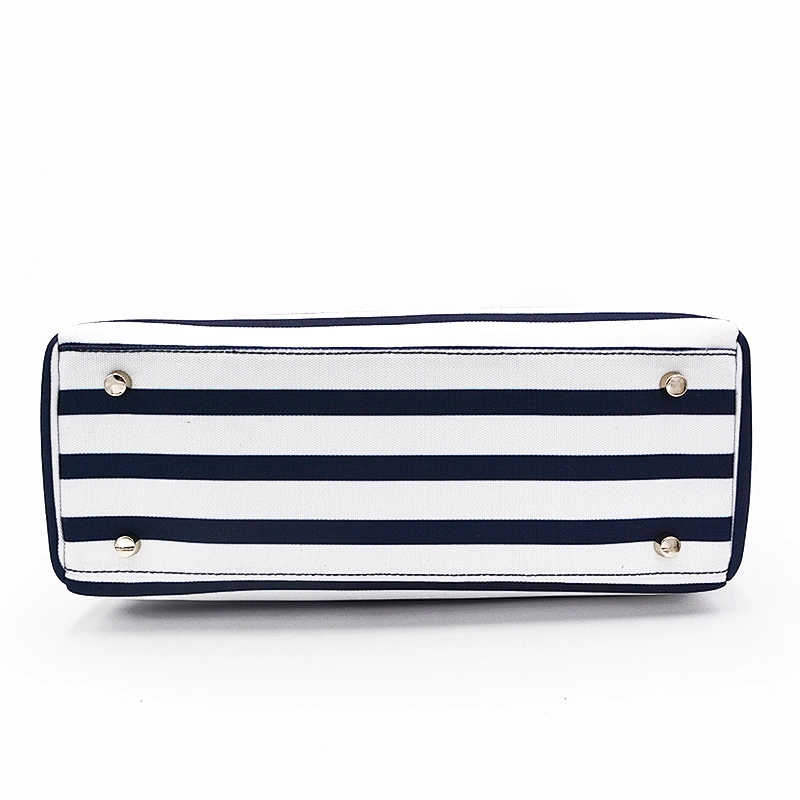 Blue Stripes Portable Mommy Handbag Diaper Handbag Neutral Easy-Carry Baby Bag With Changing Pad