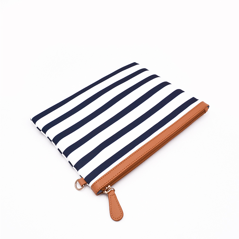 Blue Stripes Portable Mommy Handbag Diaper Handbag Neutral Easy-Carry Baby Bag With Changing Pad